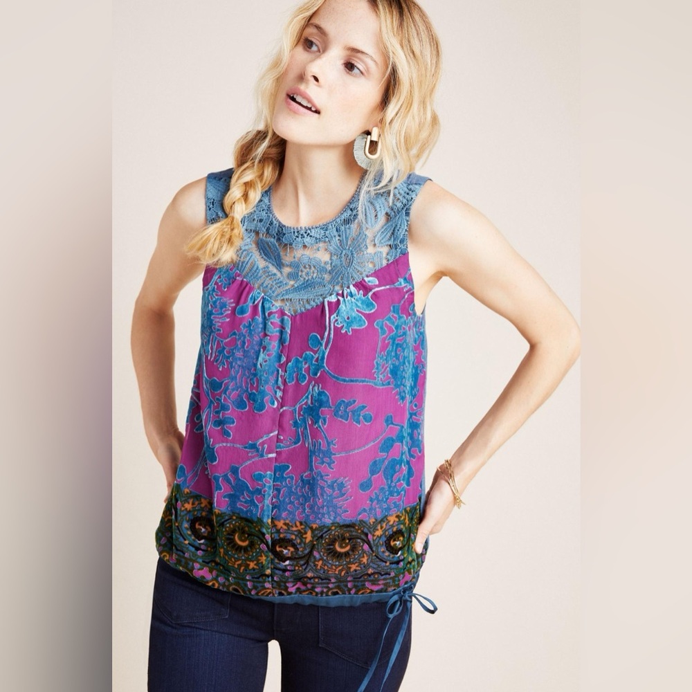 Anthropologie TINY Mika Lacy Velvet Top XS